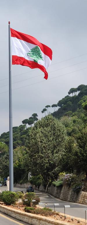 العلم اللبناني فوق سوق الغرب «قلعة التضحية والصمود»
